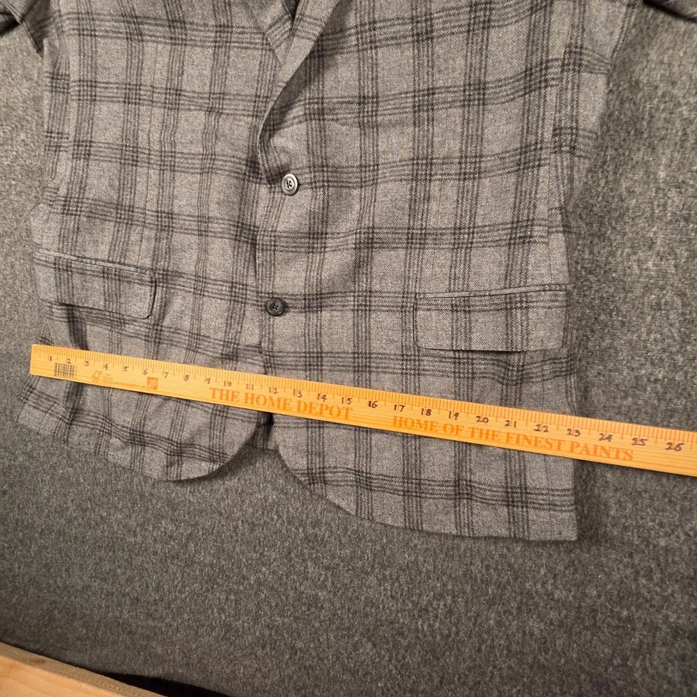 Samuelsohn Blazer E. Thomas Wool Cashmere Plaid Sport Coat Grey 48 Long NWOT